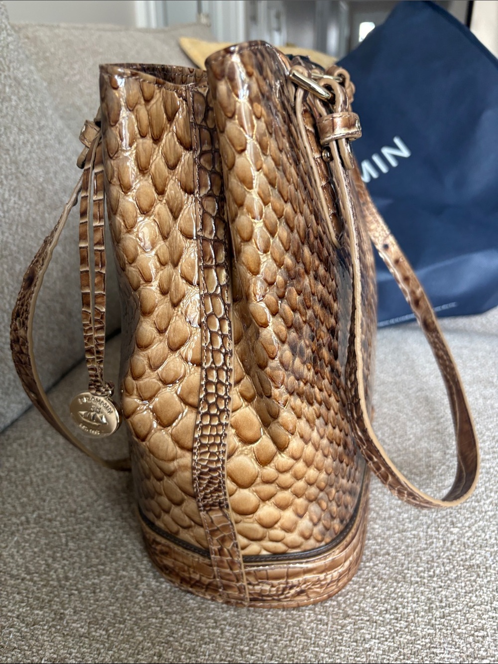 🔥 🔥 🔥 Brahmin Cognac Python-Embossed NWT Shoulder Bag - Picture 13 of 14
